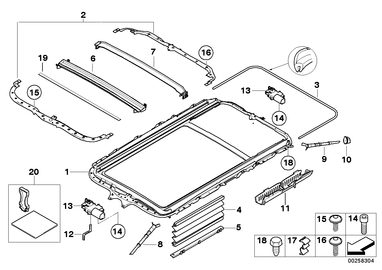 BMW 54137184901 Frame Panoramic Roof