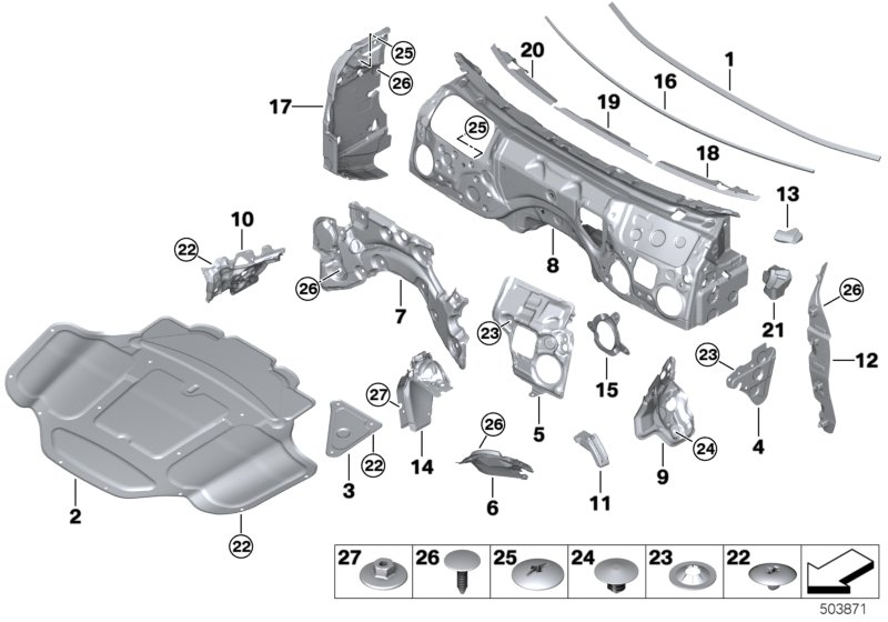 BMW 51487330744 Sound Insul.,Engine.-Compartment. Part. Wall,Right