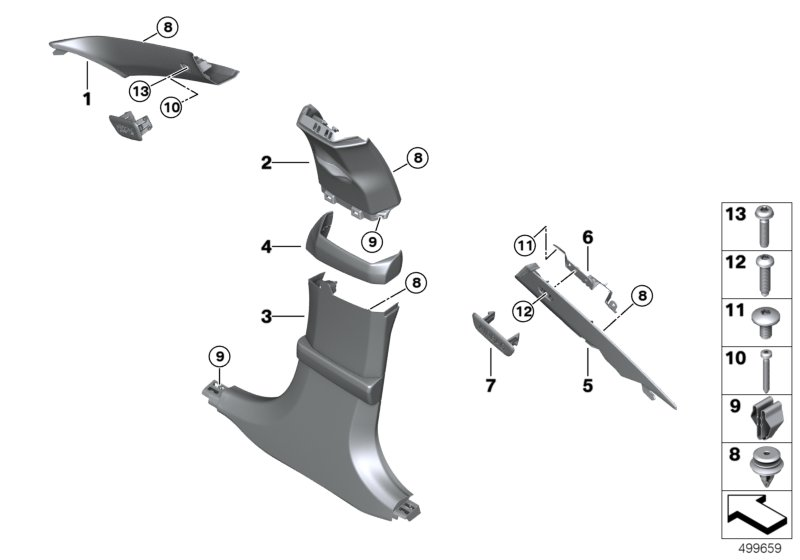 BMW 51435A0DB51 COVER, B-COLUMN UPPER LEFT