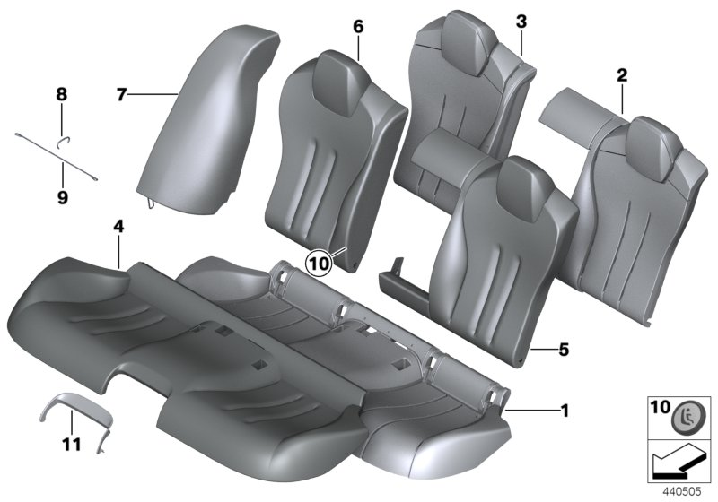 BMW 52208065662 COVER, BACKREST, PERFORATED