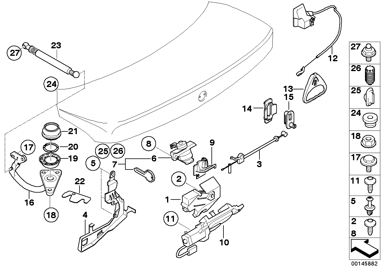 BMW 51248223811 Spring, Trunk Lid