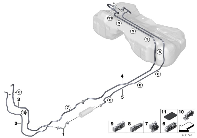 BMW 16127386653 FRONT FUEL RETURN LINE