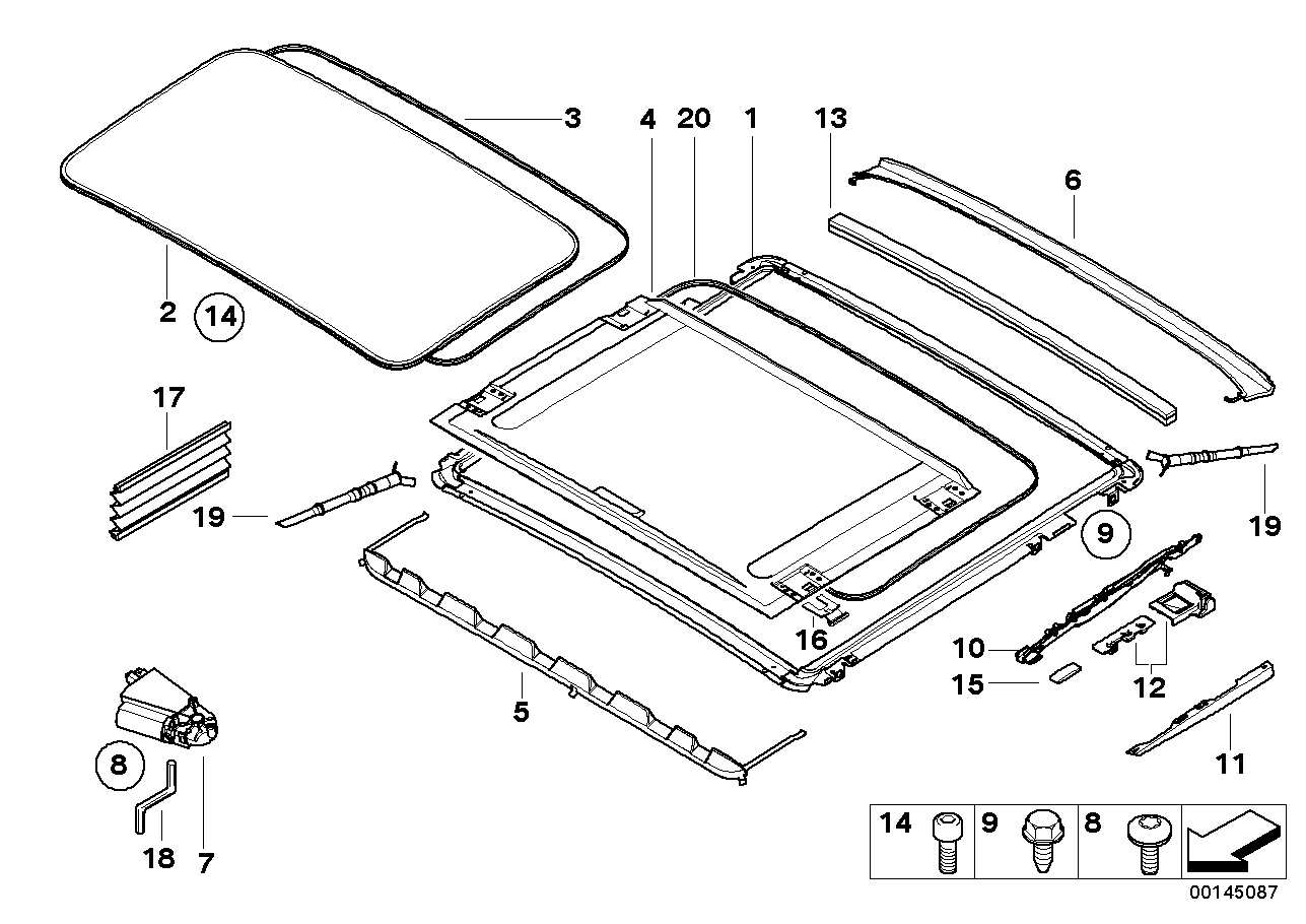 BMW 54137157380 Slider For Sliding Headliner