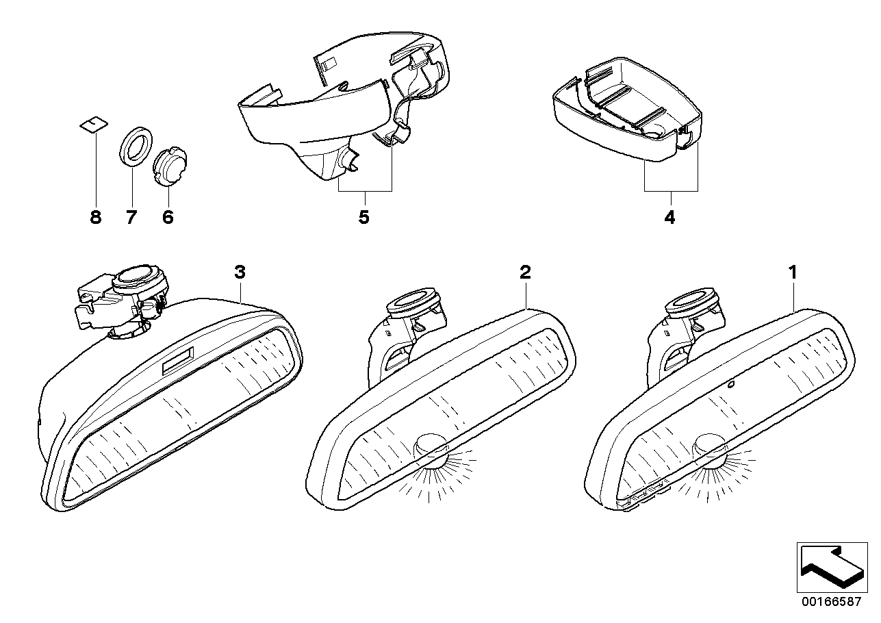 BMW 51169174312 Inside Mirror Ec / Led / Fla / Radio