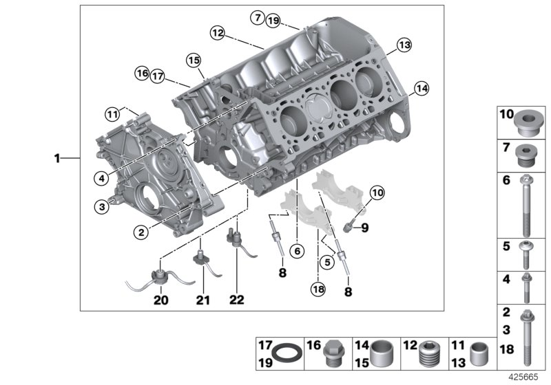 BMW 11112296651 Engine Block With Piston