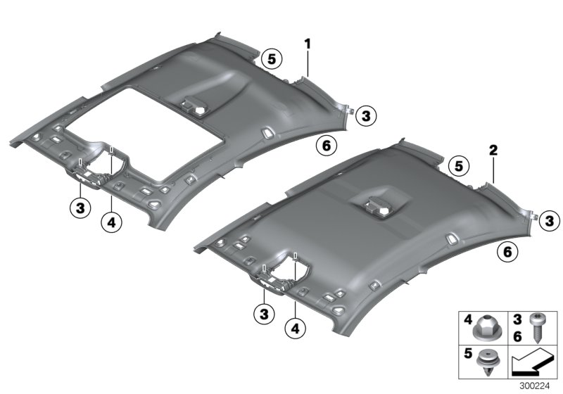 BMW 51448054086 Moulded Roofliner, Sunroof, Alcantara