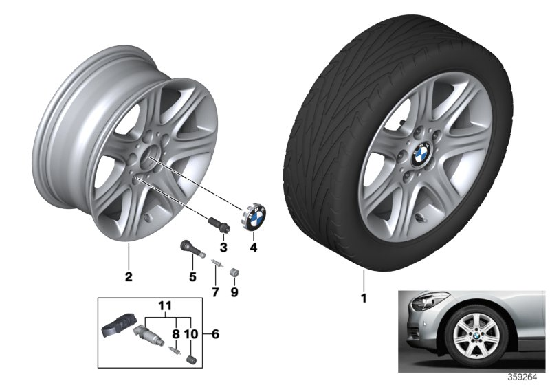 BMW 36116796201 Light Alloy Disc Wheel Reflexsilber