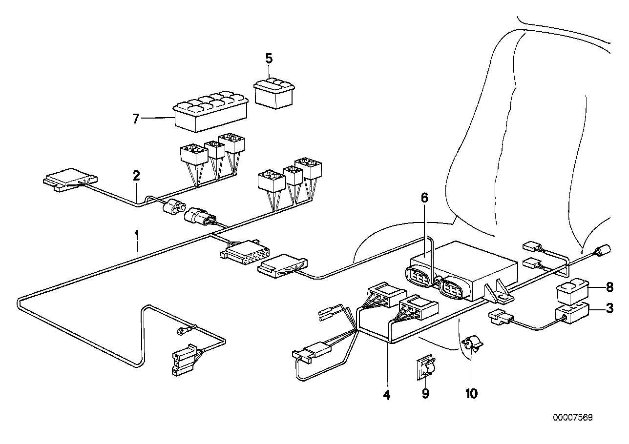 BMW 61121377171 Wiring Adjustible Backrest And Headrest