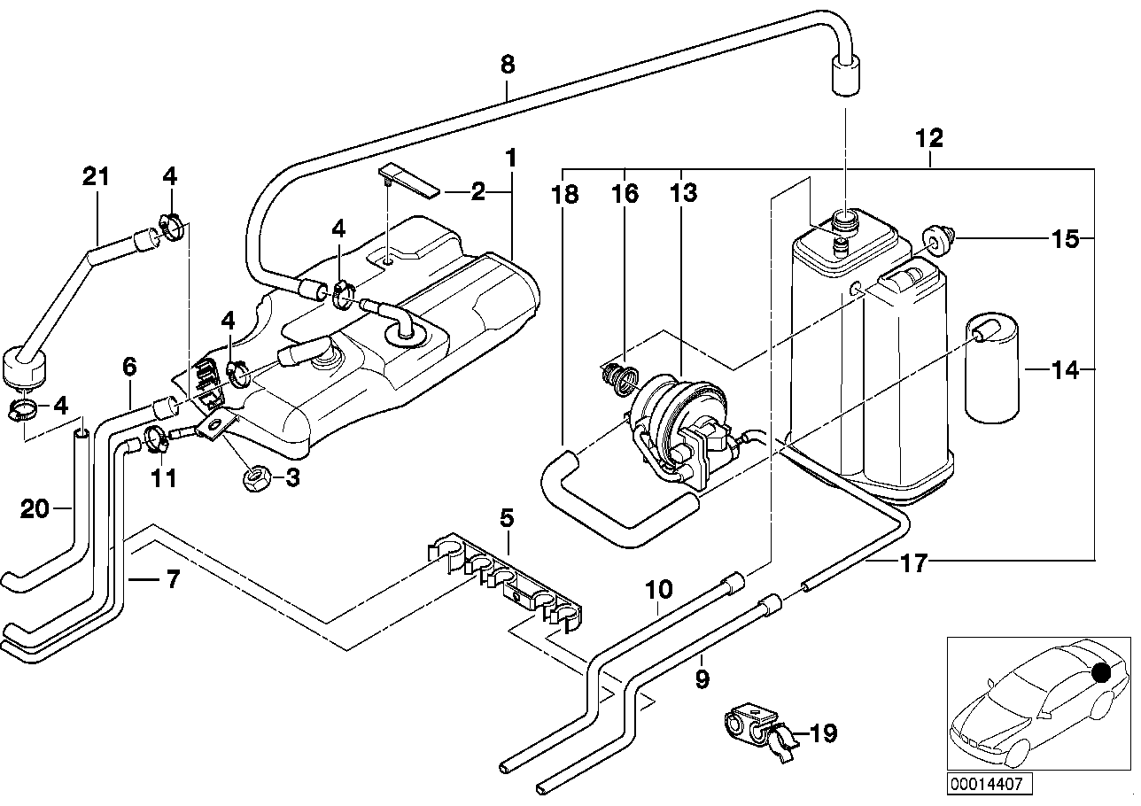 BMW 16131183992 Activated Carbon Container Pipe