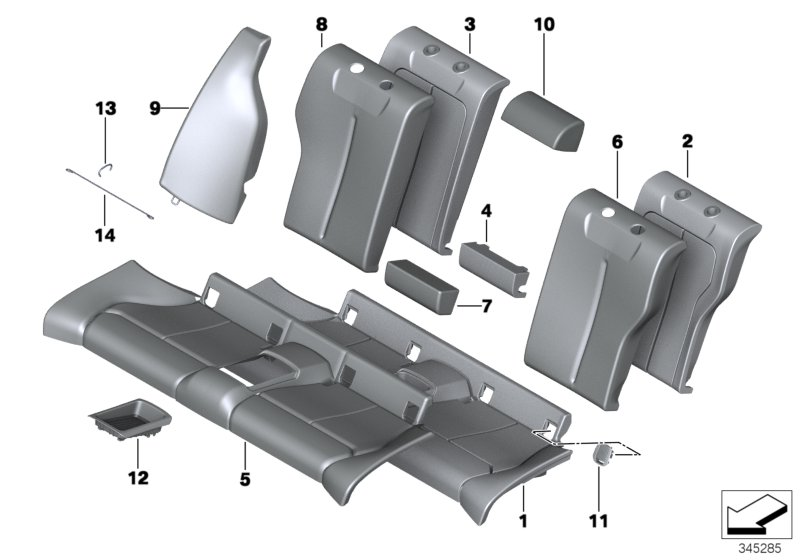 BMW 52207348876 Cover, Backrest, Fabric, Middle