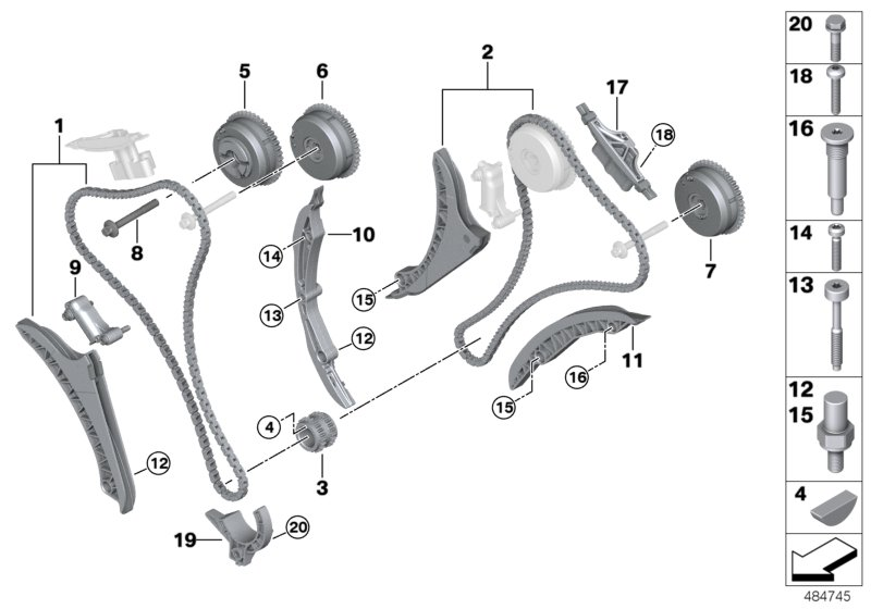 BMW 11318661671 TIMING CHAIN WITH TENSIONER