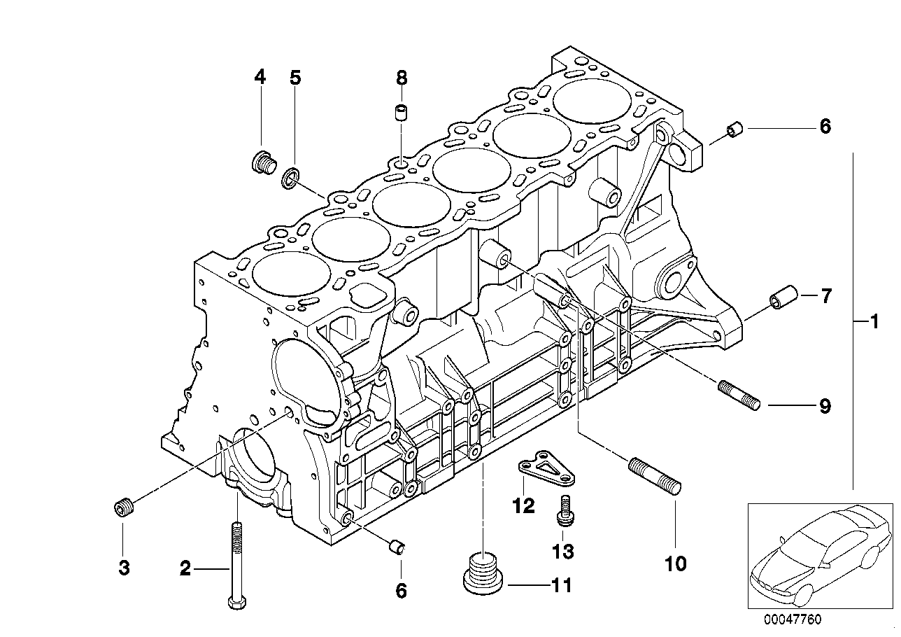 BMW 11117515821 Engine Block With Piston