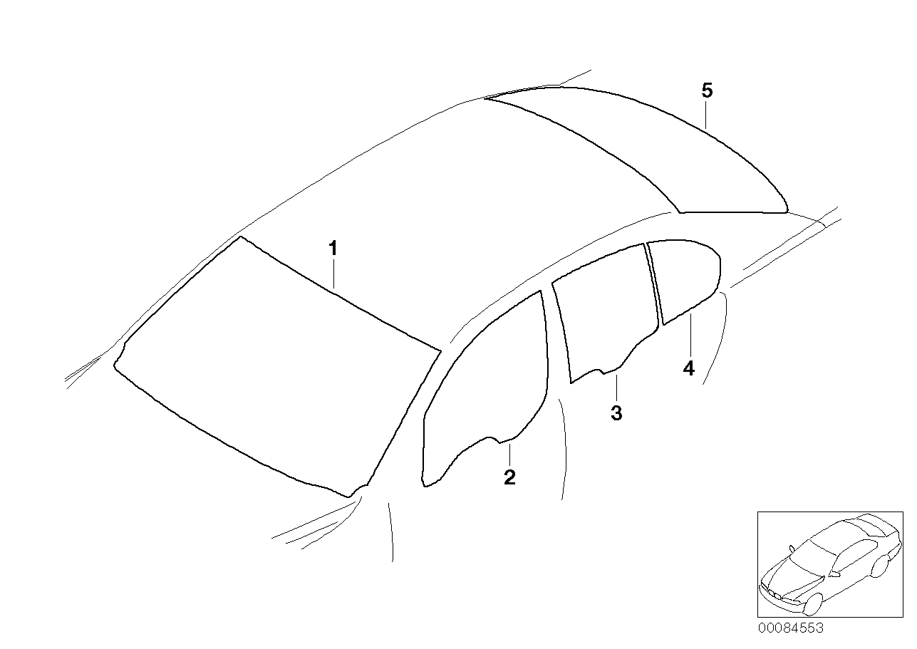 BMW 51317143295 Green Windscreen, Shade Band+Rain Sensor