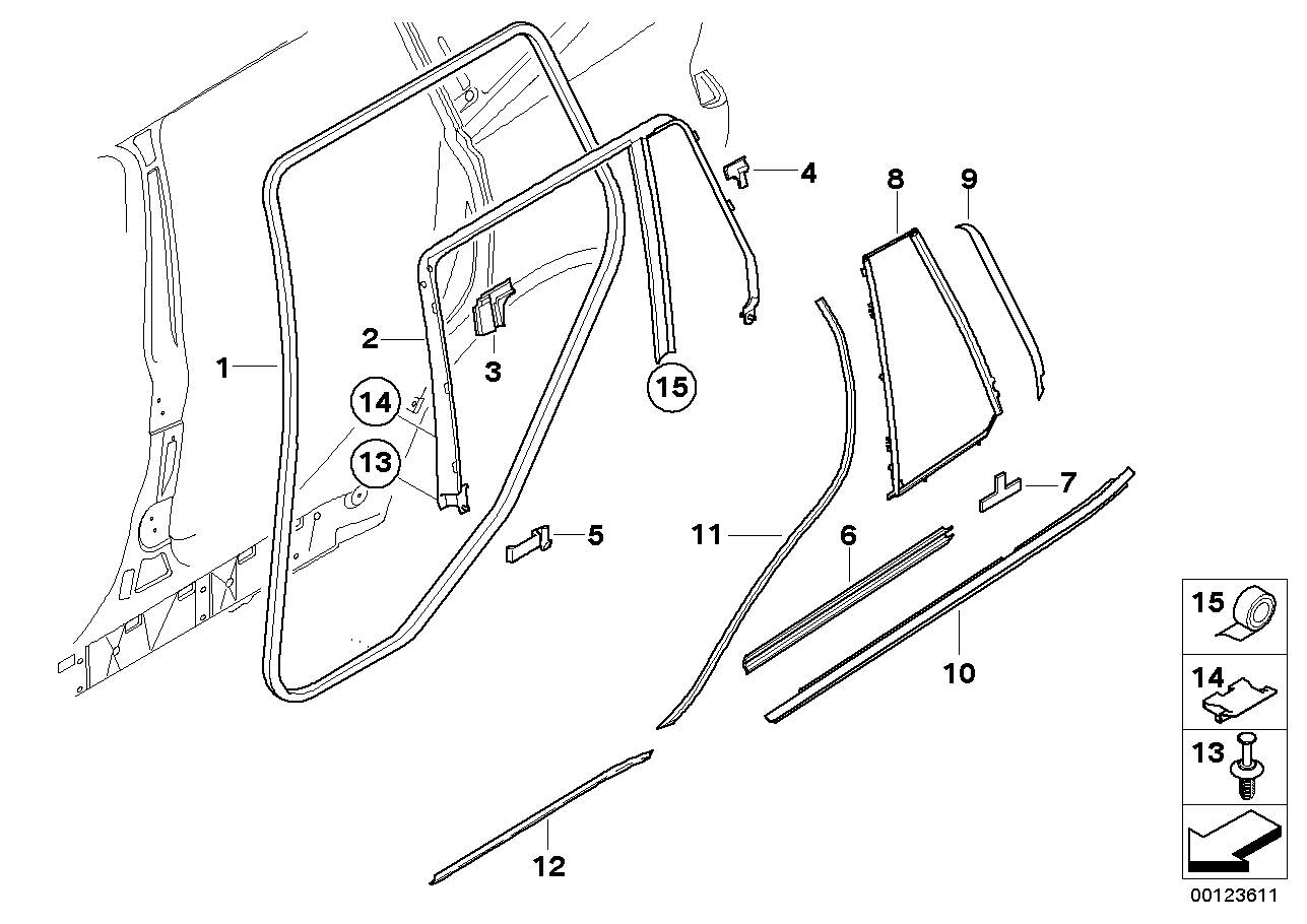 BMW 51703400812 Channel Cover, Outer, Door, Rear Right