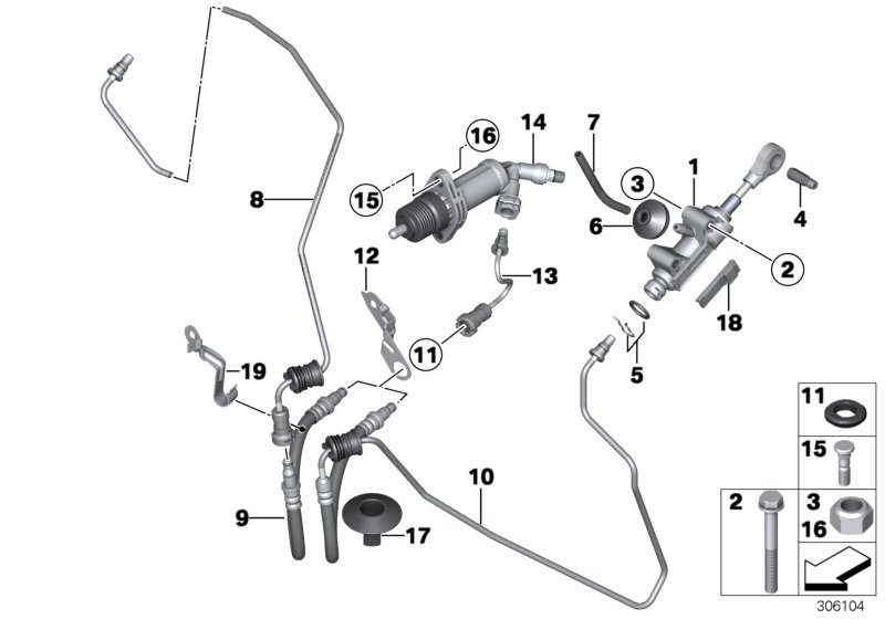 BMW 21526866311 BRACKET, HOSE ASSY