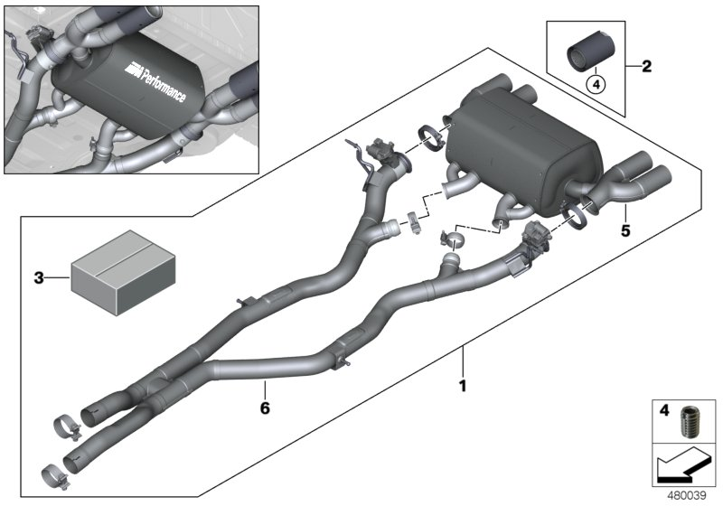 BMW 18302357917 Front Pipe, Rear Silencer, Titanium