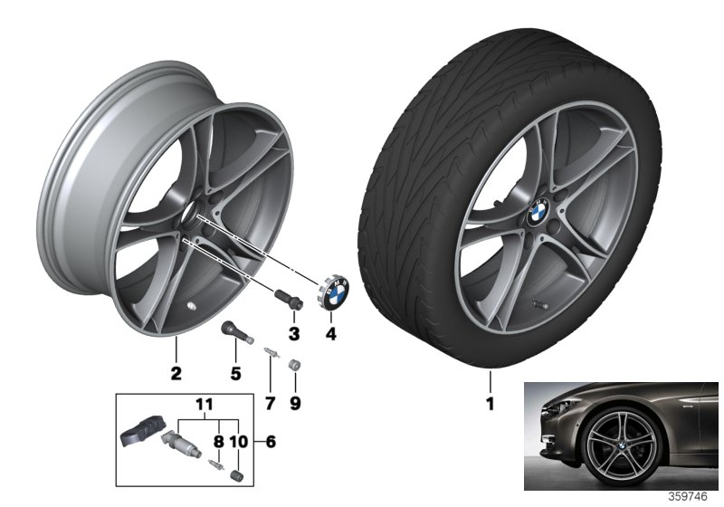 BMW 36116854611 Light Alloy Rim, Black