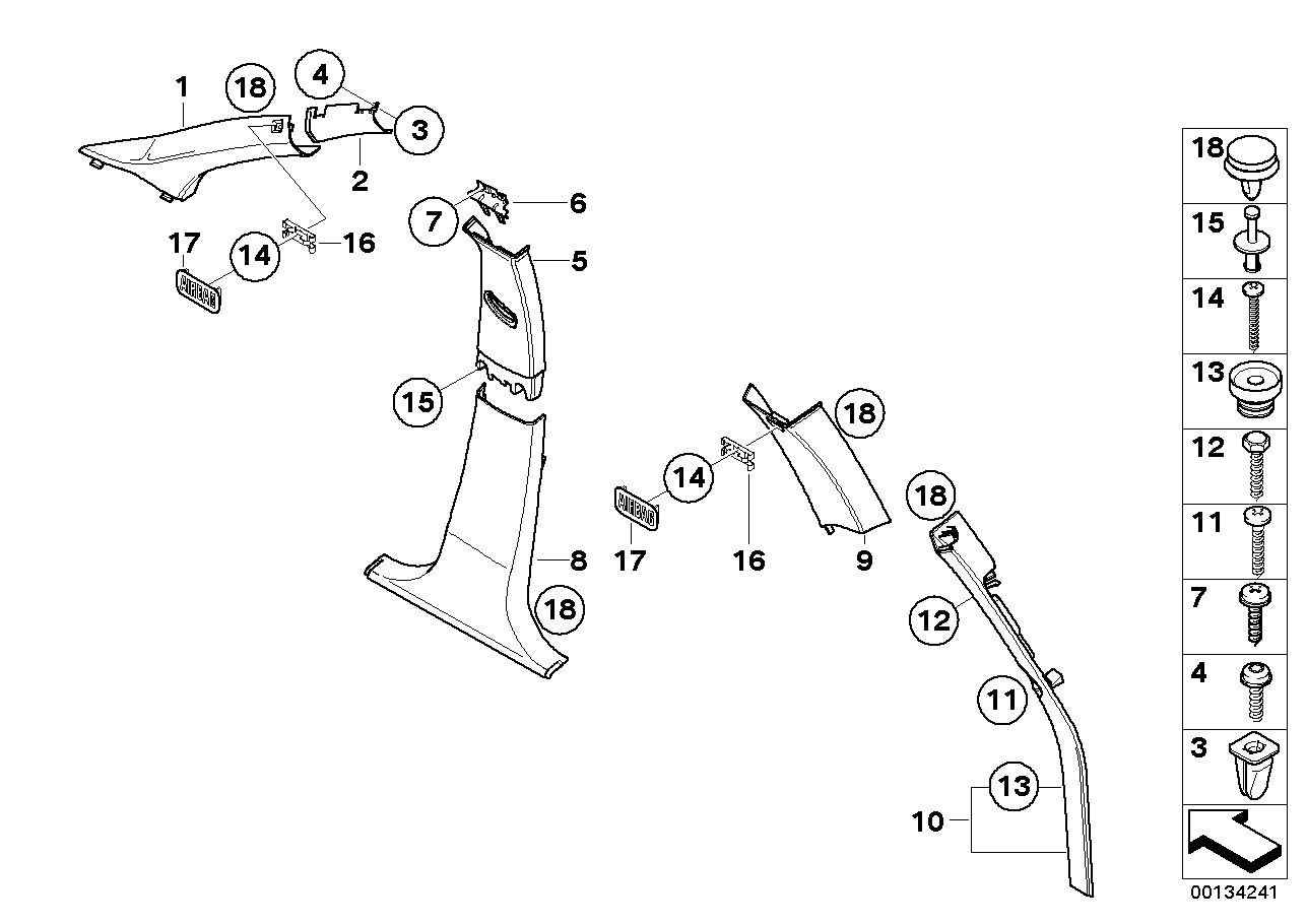 BMW 51433449948 Cover, B-Column Bottom Right