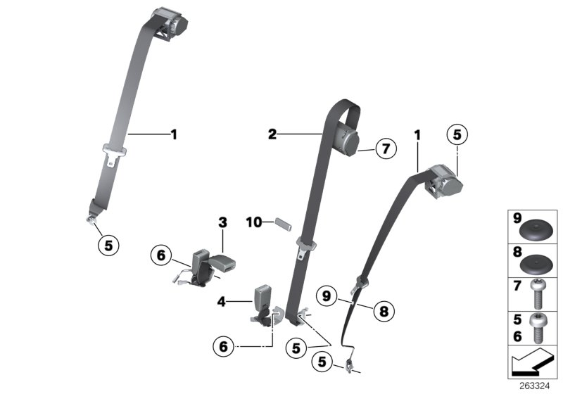 BMW 72117355471 Lower Strap, Rear Middle And Right