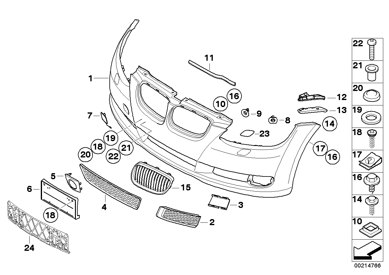 BMW 51117154714 Grid, Centre Partly Closed