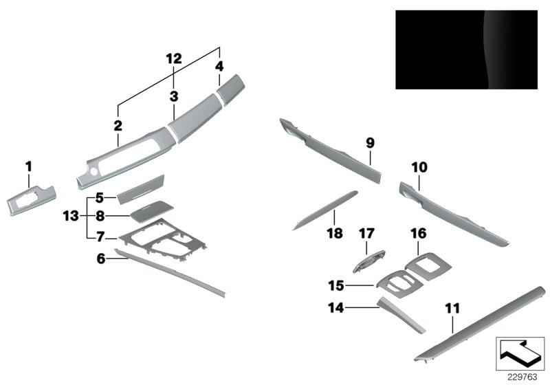 BMW 51467967900 Wood Strip, Rear Window Shelf