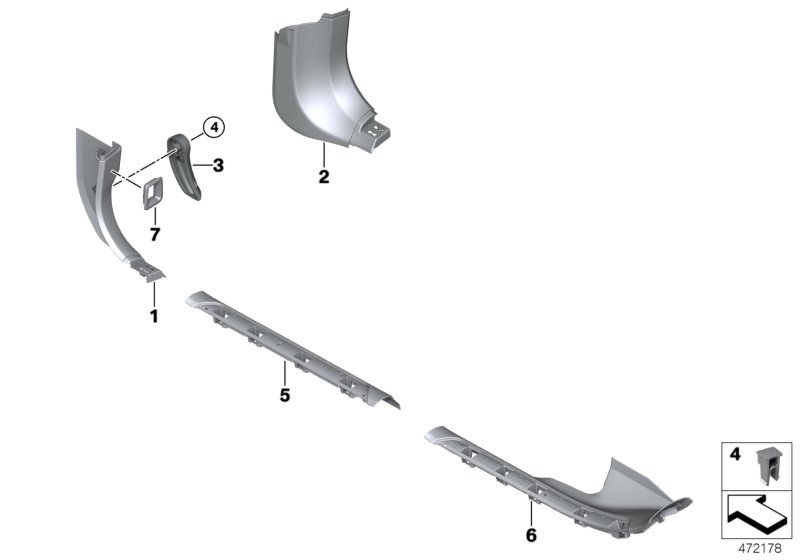 BMW 51477990500 COVER MOLDING, SILL, INNER R