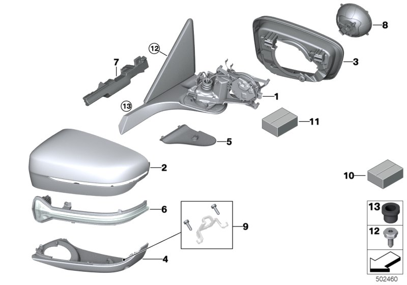 BMW 51169498903 HEATED OUTSIDE MIRROR, MEMOR