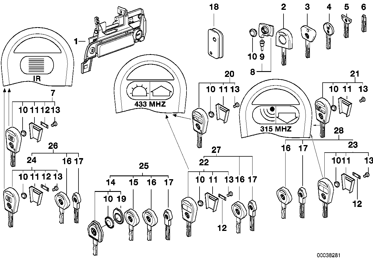 BMW 51219068737 Set Of Keys With Ews Control Unit