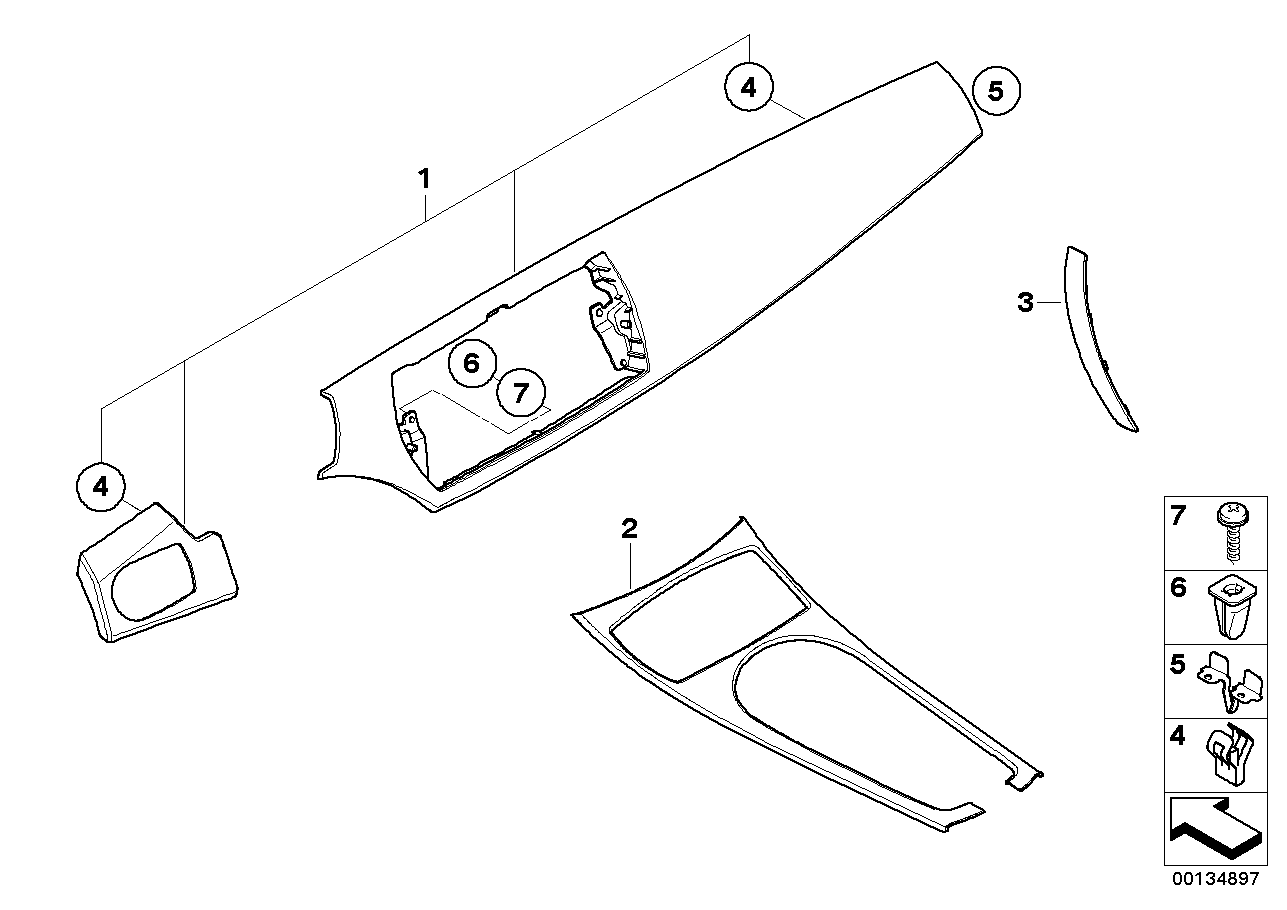 BMW 51160304843 Cover Centre Console