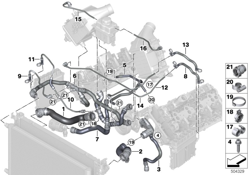 BMW 17127991487 VENTING LINE FOR CHARGE AIR