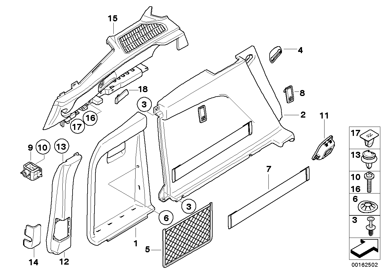 BMW 51479114933 Cover Seat-Back Clip, Left