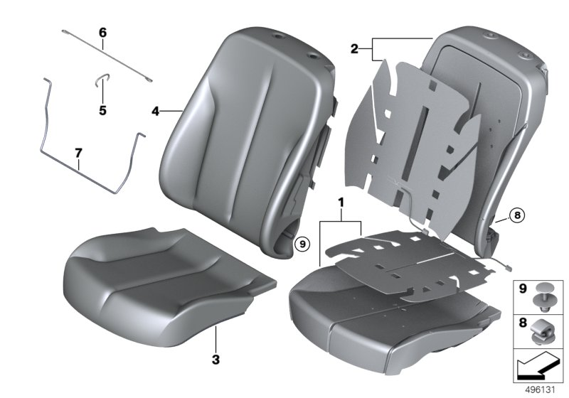 BMW 52108492358 Leather Cover For Basic Seat Right