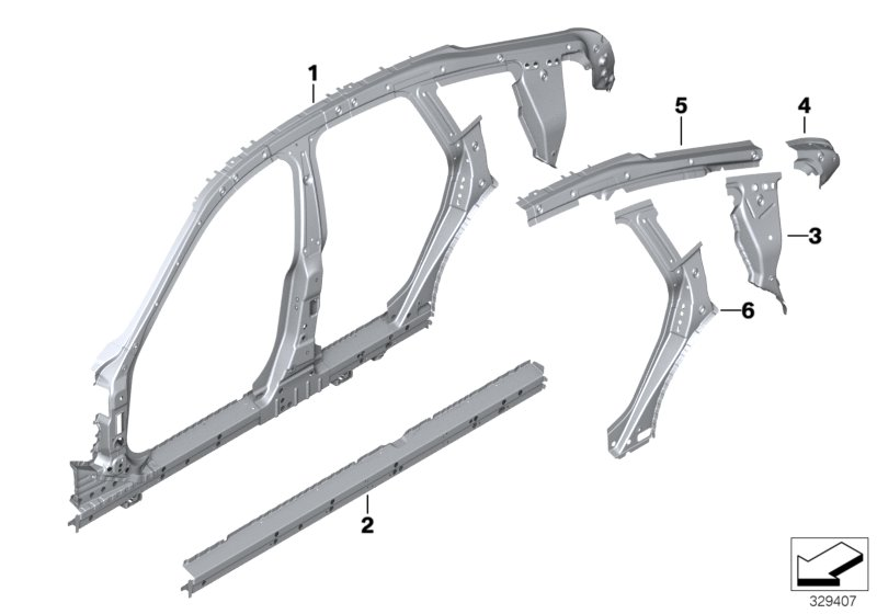 BMW 41007333974 Side Frame, Middle Right