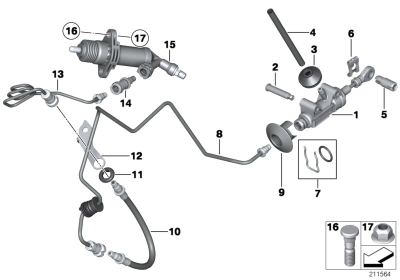 BMW 21526789265 Bracket, Clutch Line