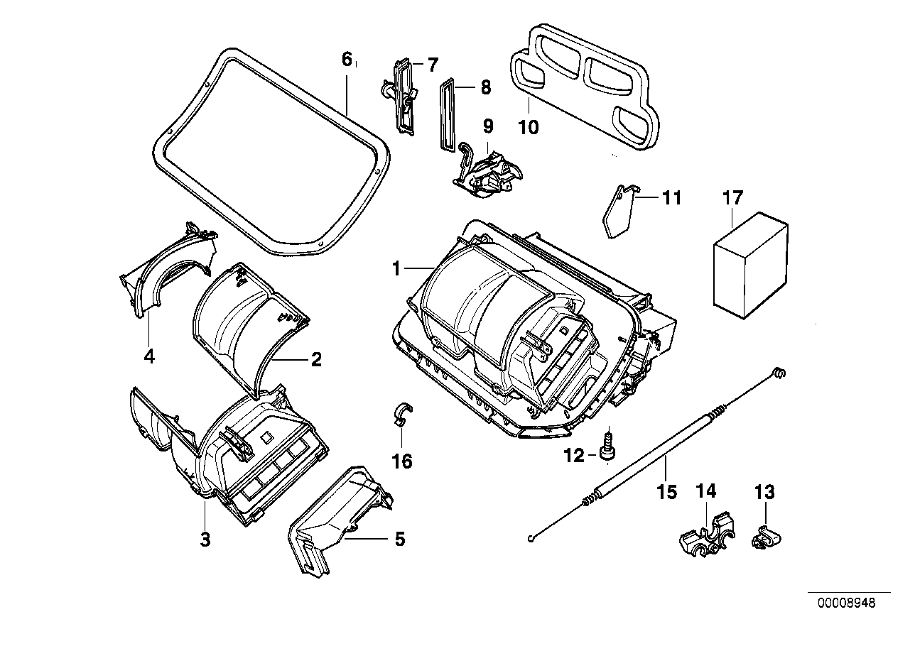 BMW 64118362925 Empty Housing For Heater/Air Condit.Unit