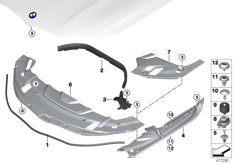 BMW 51767384708 Cover Of Centre Engine Compartment