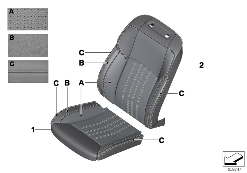 BMW 52107985657 Cover, Backrest, M Multif. Seat, Left