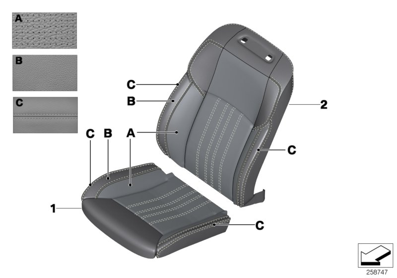 BMW 52108028589 Cover, Seat, M Multifunct. Seat, Leather