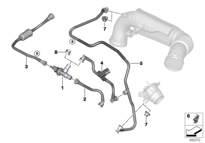 BMW 13908670276 Fuel Tank Breath.Line With Resonator