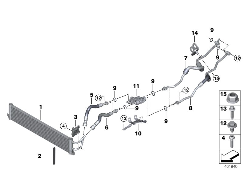 BMW 17228625530 Transmission Oil Cooler Rear Line Return