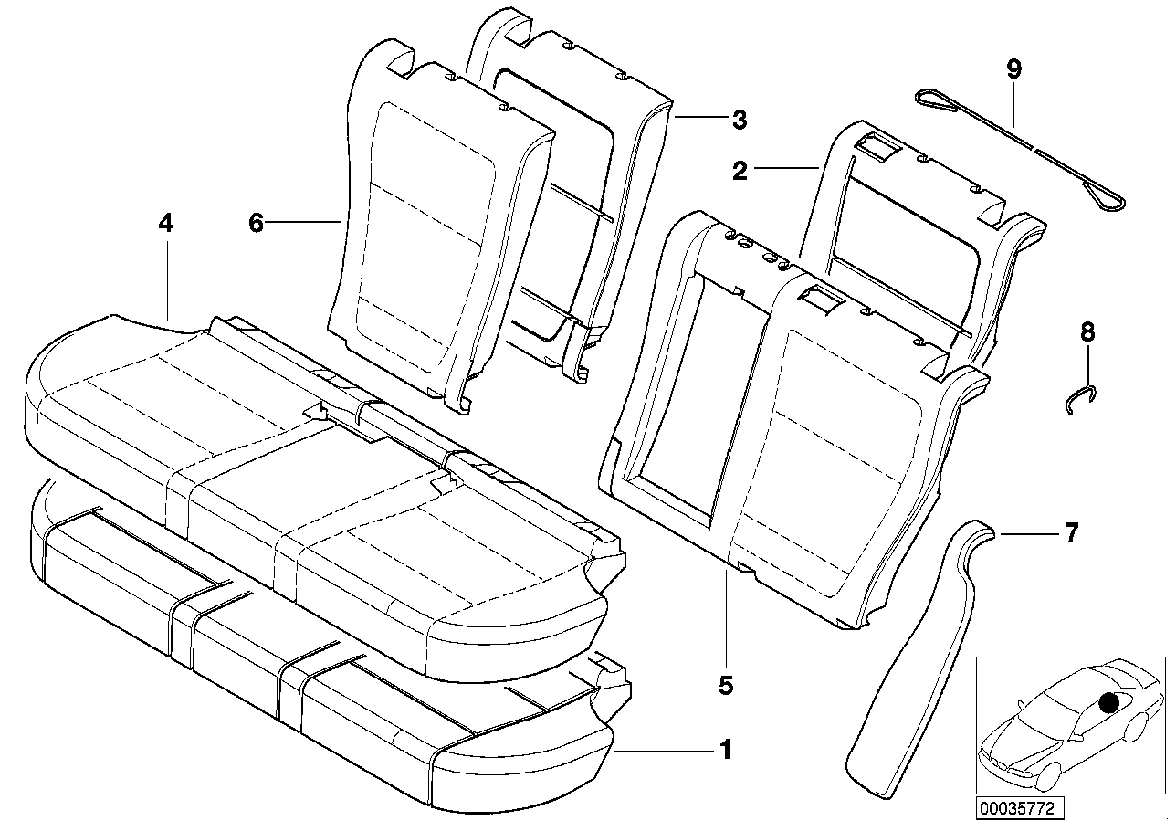 BMW 52207147409 Cover Backrest, Leather, Left