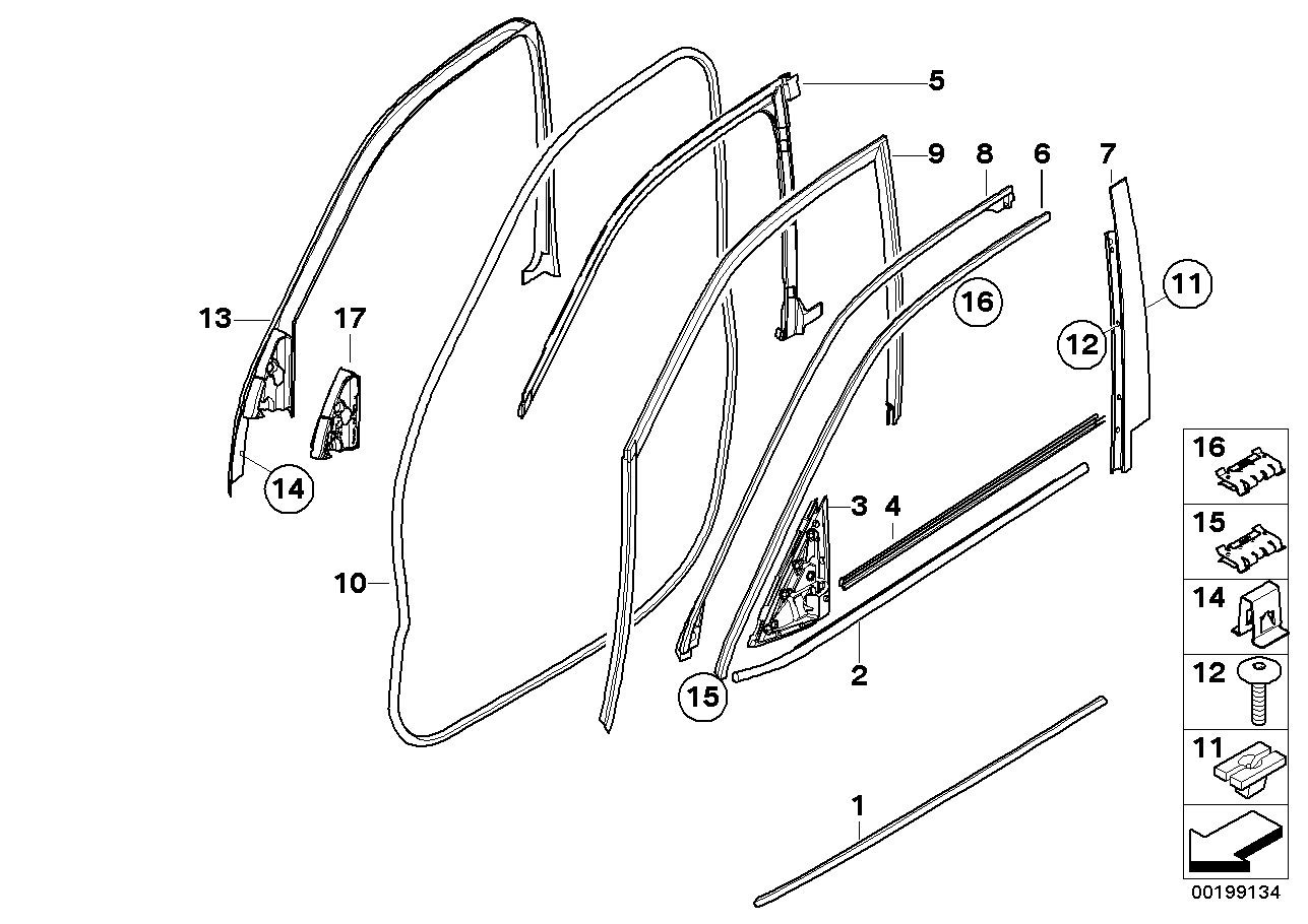 BMW 51334879136 Window Guide, Right Front Door