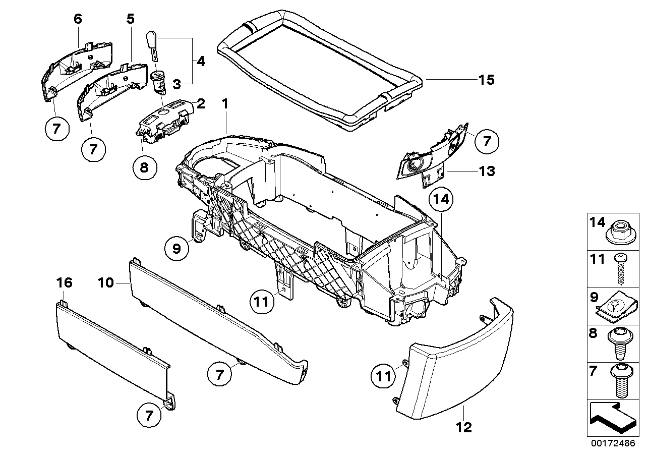 BMW 51167066007 Cover Centre Console, Rear