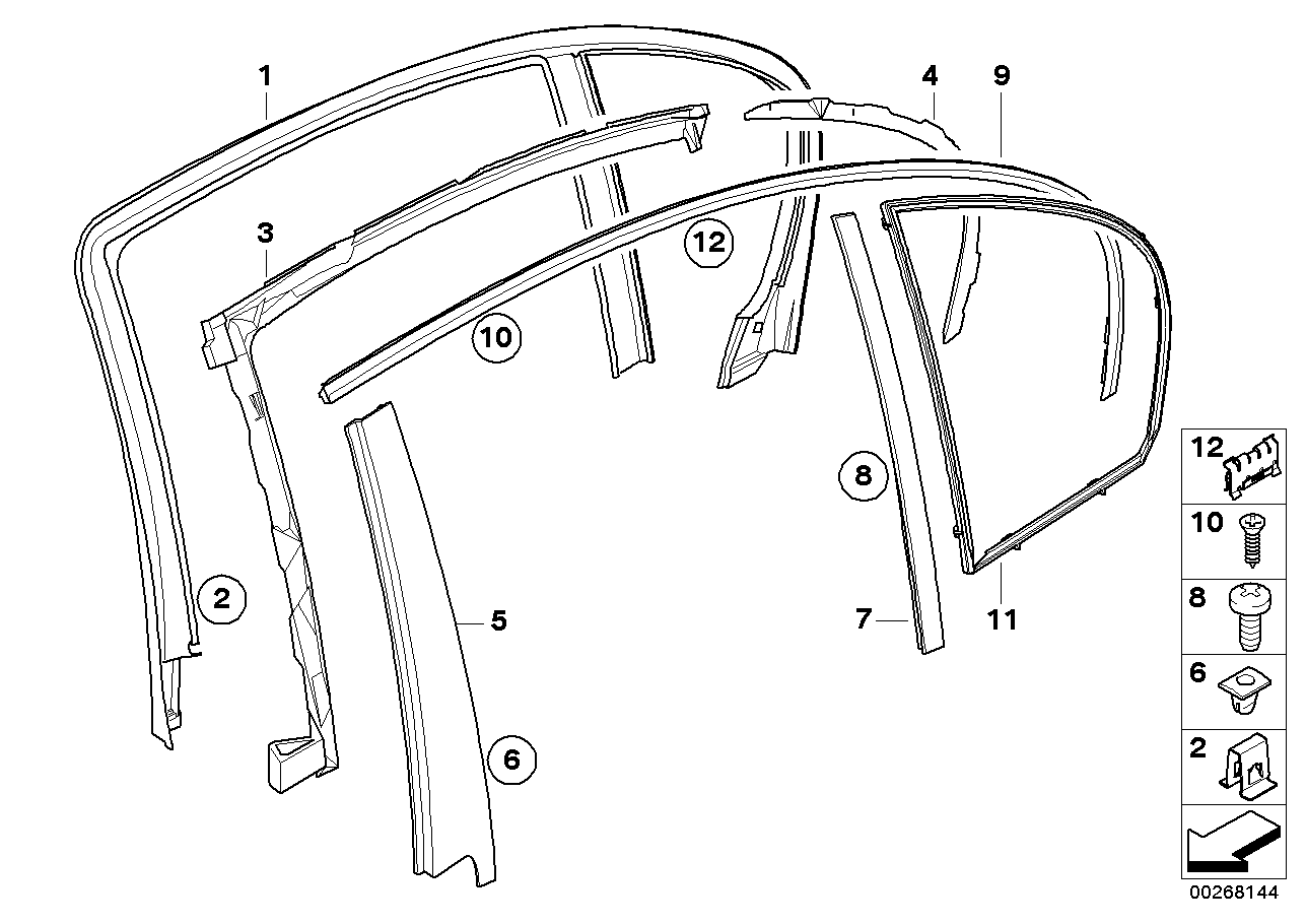 BMW 51357897671 Finisher, Window Frame, Top, Door Rear Left