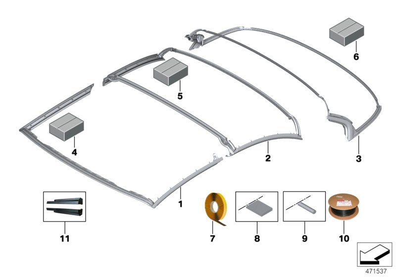 BMW 54377307190 Seal, Roof Shell, Front