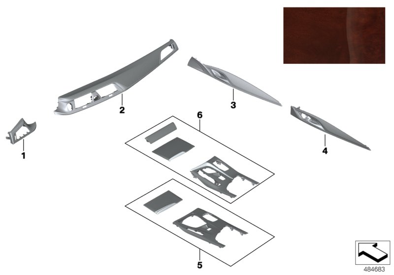 BMW 51427994237 COVER PANEL F.DOOR PLUM BROW