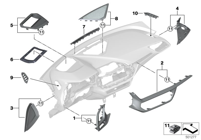 BMW 51456994116 COVER, DASHBOARD, RIGHT