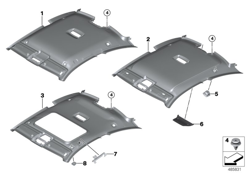 BMW 51448064999 Moulded Roof Lining