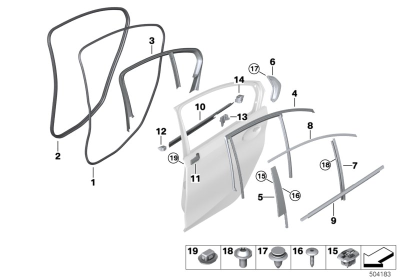 BMW 51357485822 FINISHER WINDOW FRAME TOP RR