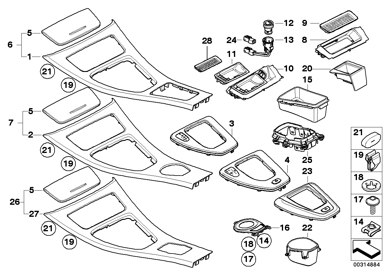 BMW 51169170932 Cover Centre Console